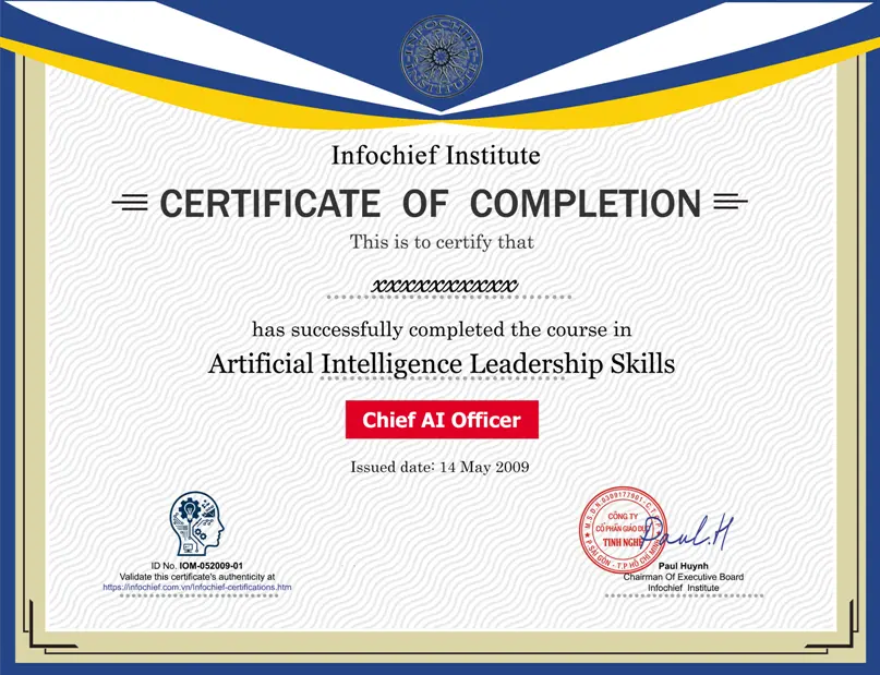 Mẫu chứng nhận hoàn thành khóa học Infochief Academy