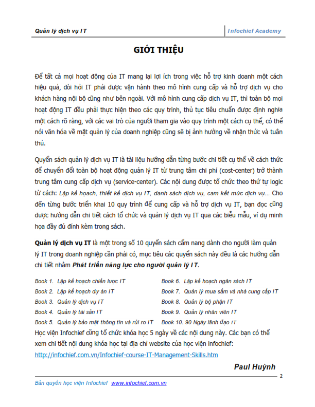 Content page 1 of Effective IT Service Management