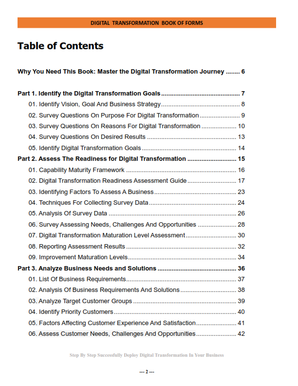 Content page 2 of Practical Digital Transformation in the Enterprise
