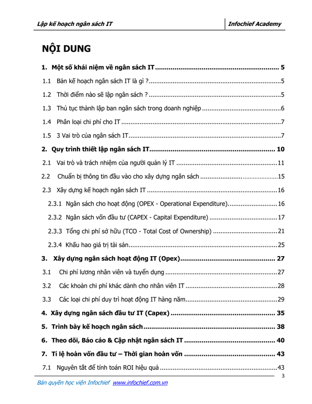 Content page 2 of Effective IT Budget Planning