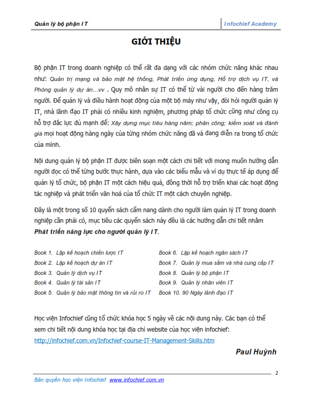 Content page 1 of Effective IT Department Management