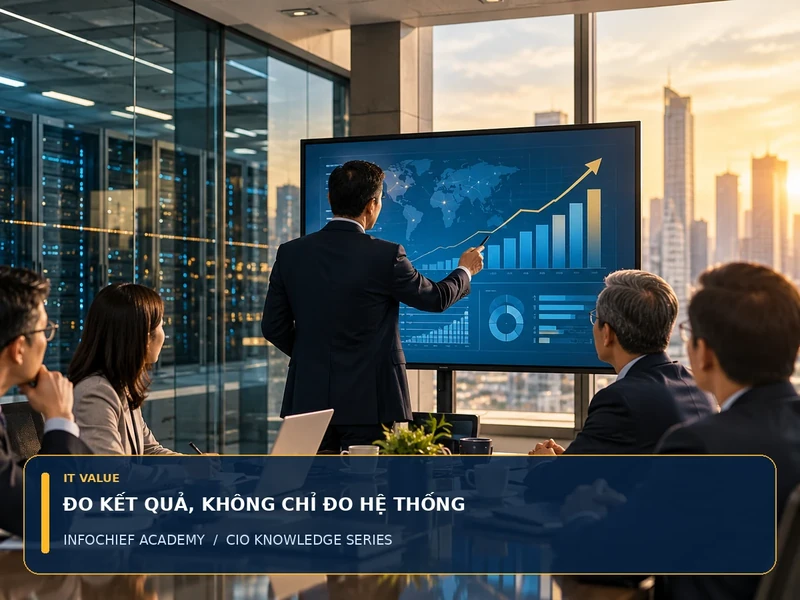 CIO trình bày dashboard giá trị công nghệ và kết quả kinh doanh trước Ban điều hành