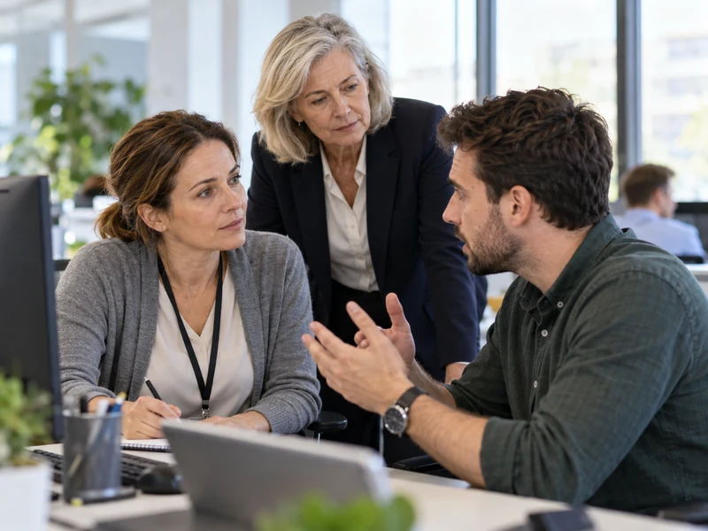 Nhân viên Service Desk lắng nghe người dùng đang lo lắng về gián đoạn công việc