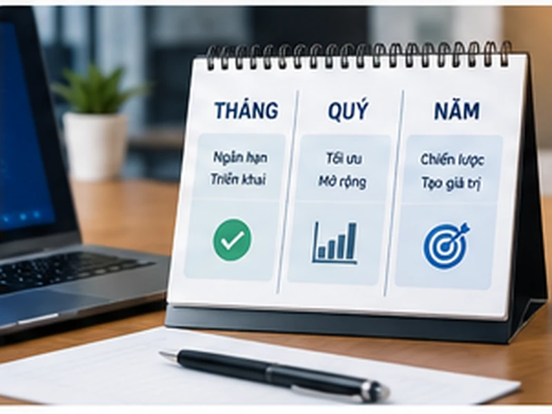 Lịch kế hoạch IT theo tháng quý và năm với mục tiêu, dự án, vận hành và chỉ số kết quả
