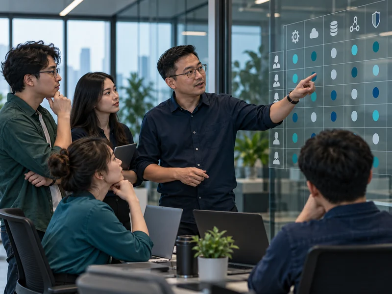 Đội IT rà soát năng lực và phân bổ khối lượng công việc dưới sự điều phối của giám sát viên