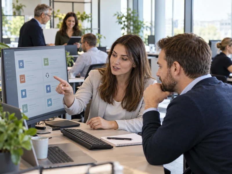 Nhân viên Service Desk giới thiệu danh mục dịch vụ với người dùng